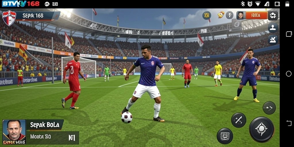 Tampilan antarmuka BTV168 dengan grafis sepak bola yang menawan.