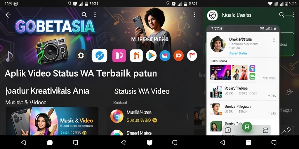 Tampilan antarmuka pengguna GOBETASIA untuk mengunggah status video.