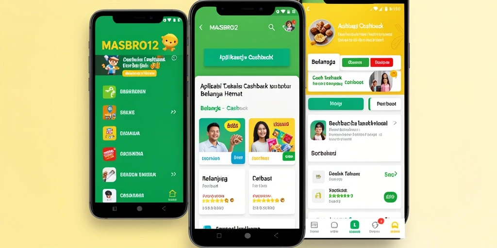 Screenshot aplikasi MASBRO12 menampilkan antarmuka Cashback yang sederhana dan bersih.