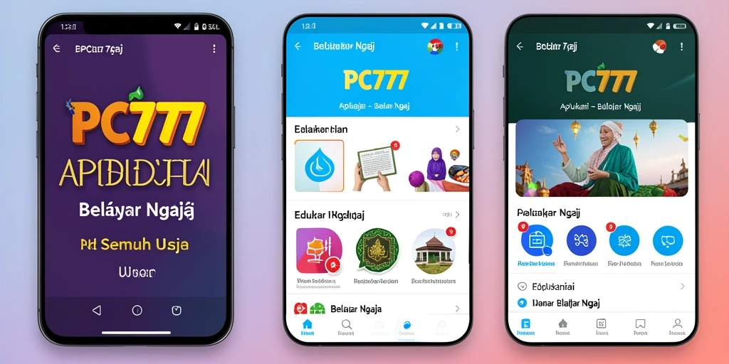 Tampilan antarmuka aplikasi PC777 saat belajar ngaji.